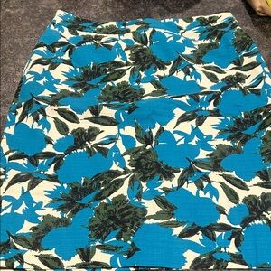 J. Crew Blue and Green Floral Pencil Skirt